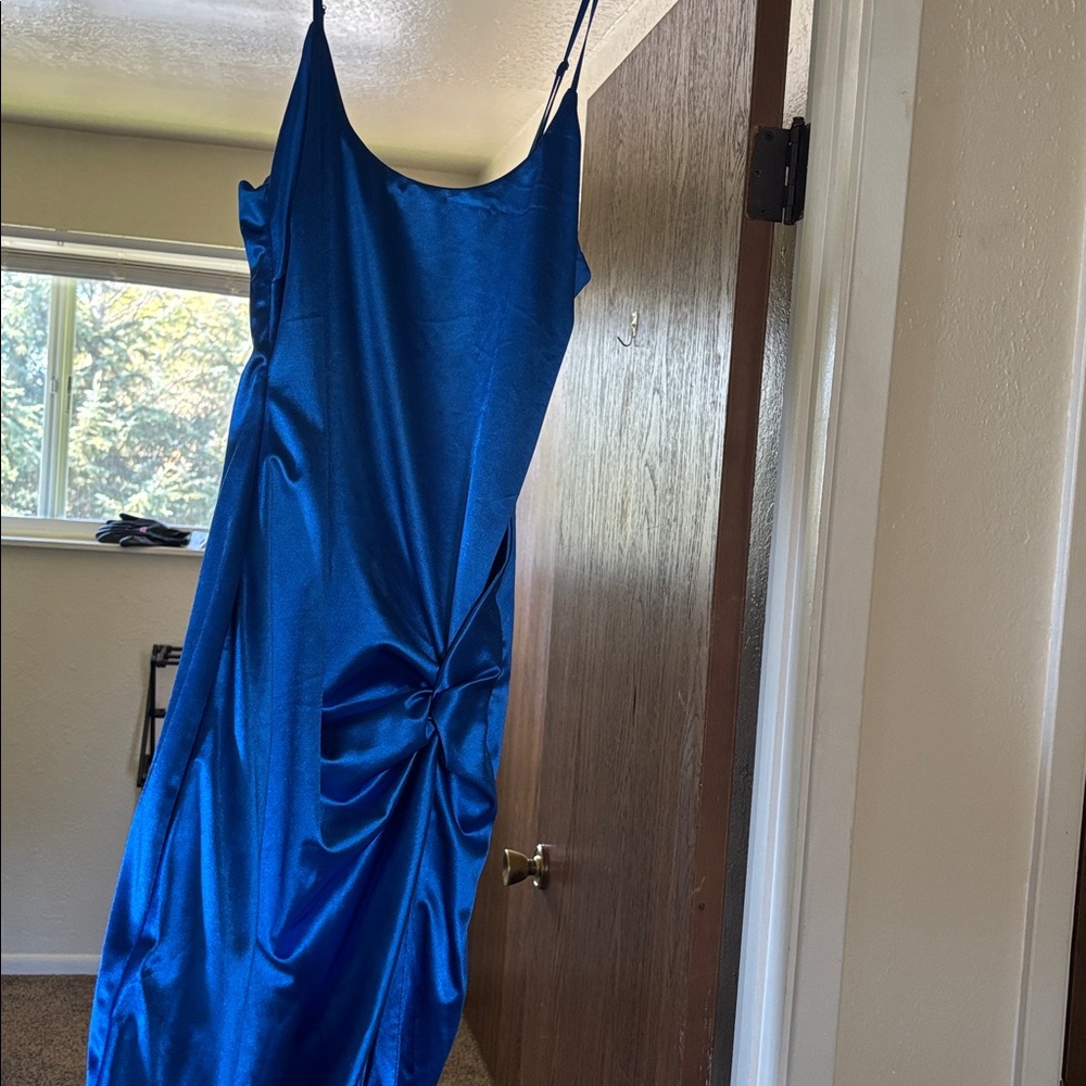 Elegant Blue Satin Dress